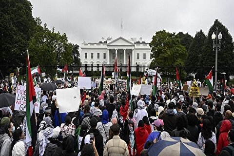 تظاهرات حامیان فلسطین در واشنگتن و نیویورک